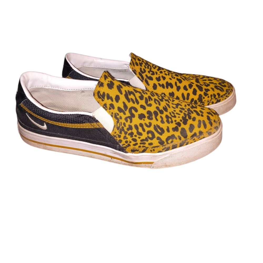 Nike Slip-On Sneakers with Yellow Leopard Print